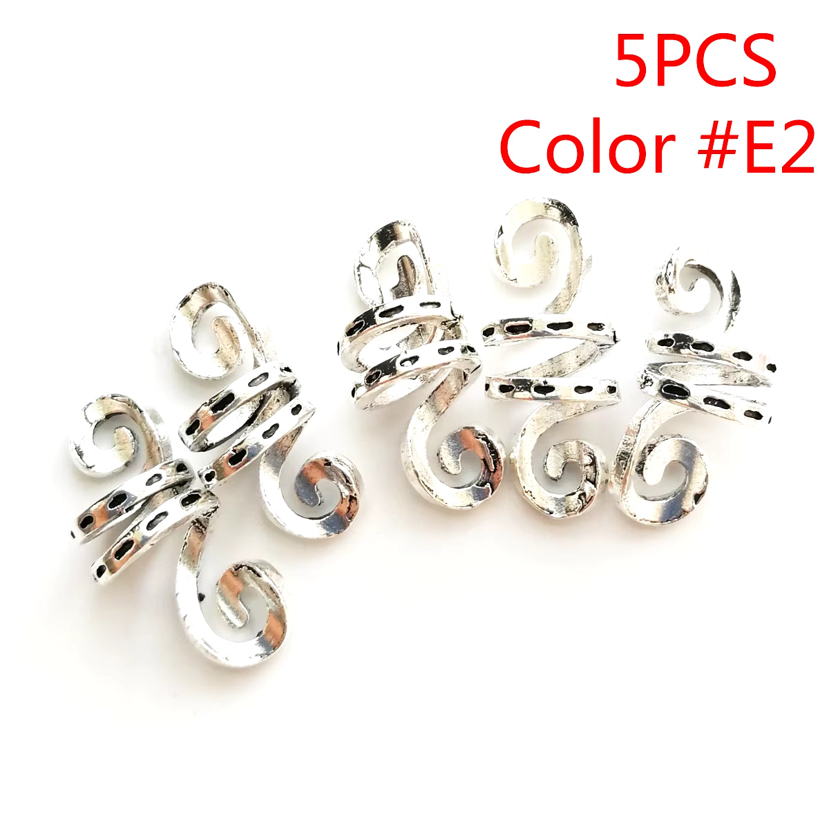 5Pcs Golden Silver Viking Spiral Charms Hair Tubes Braid Dread Dreadlock Beads Clips Cuffs Rings Jewelry Hair Accessories Woman