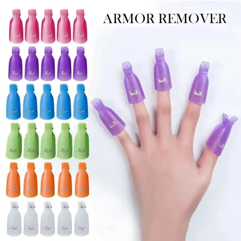 10Pcs/Bag Nail Acrylic Removal Clip for Remove UV LED Gel Polish Purple Pink Manicure Tools Nail Supplies