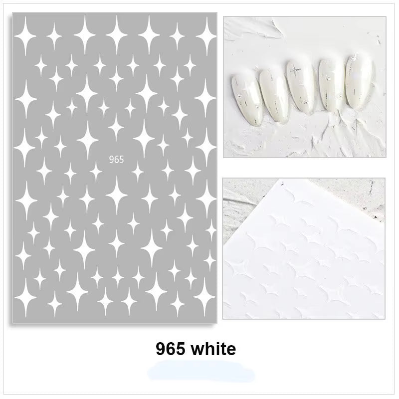 Laser Star Sticker for Nail Art Decoration Gold White Silver Black Thin Foils 3D Manicure Accessories Slider Nail Decal YJ005