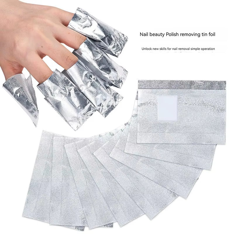 50/100Pcs/Set Nail Removal Aluminum Foil Paper with Cotton Pads Removal Nail Art Removal Tin Foil Tool Nail Supplies