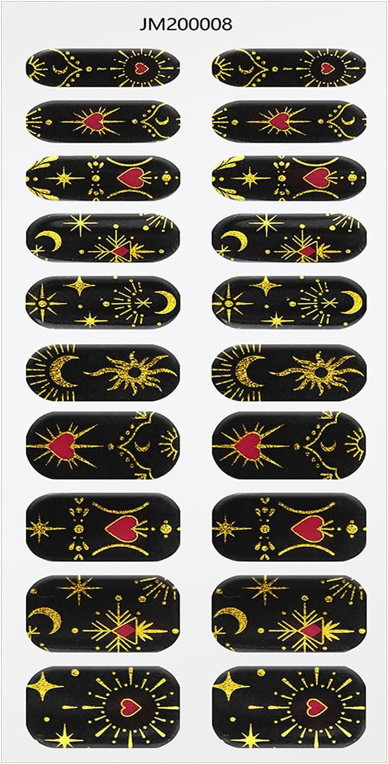 Gel Nail Stickers Moon Star Black Semi Cured Gel Nail Strips Wraps UV/LED Nail Supplies Nail Art Design Decoration Accessories