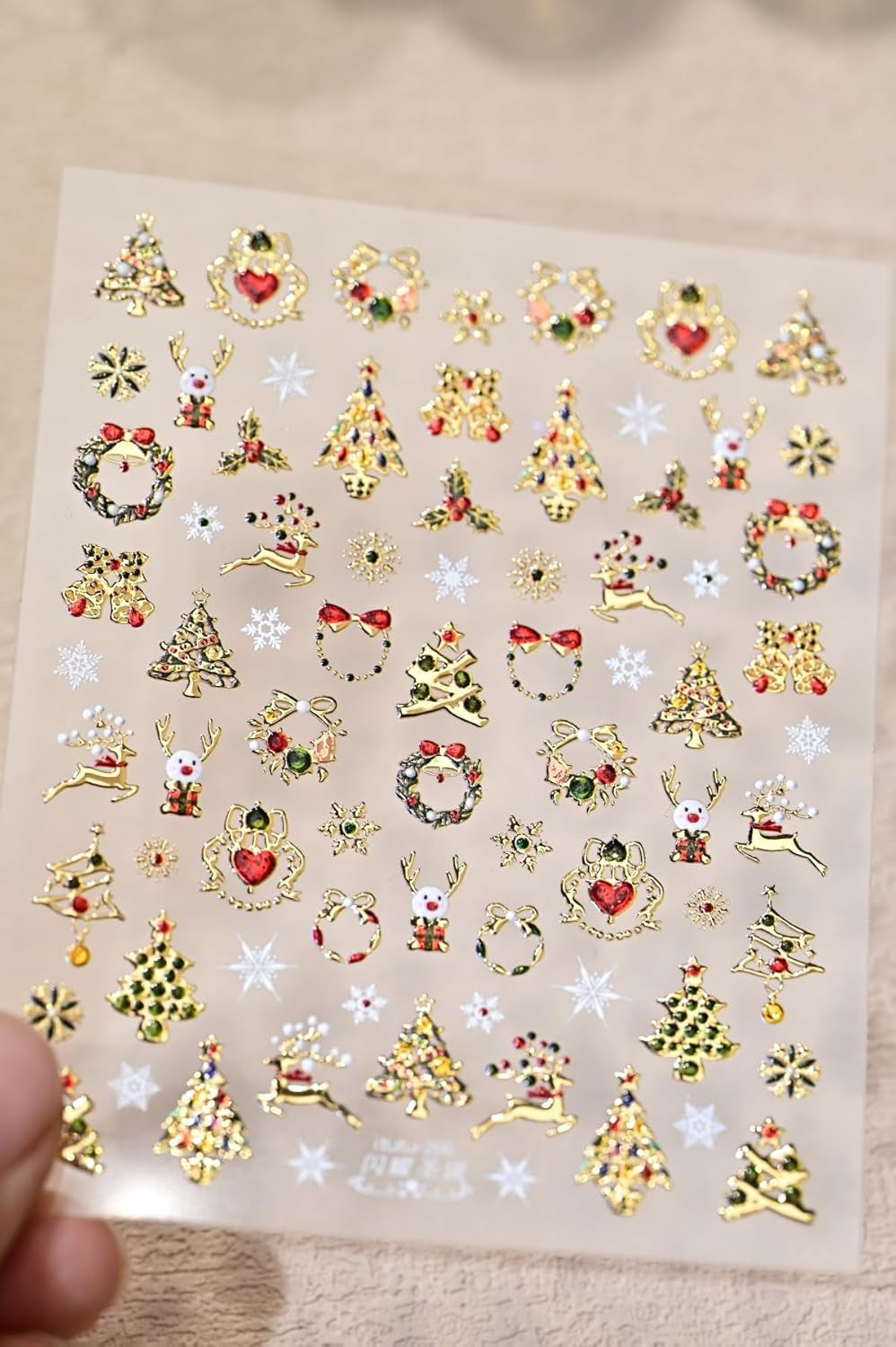 Christmas Nail Art Stickers 5D Embossed Shiny Gold Xmas Tree Nail Stickers Elk Wreath Snowflake Nail Decals for Women Girls Winter Holiday Manicure DIY Nail Supplies