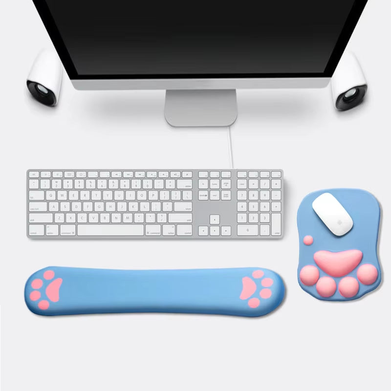 3D Mouse Pad Soft Silicone Cute Cat Paw Mouse Mat Memory Foam Wrist Rests Cushions Mousepad for Kids Laptop Computer Mousepad