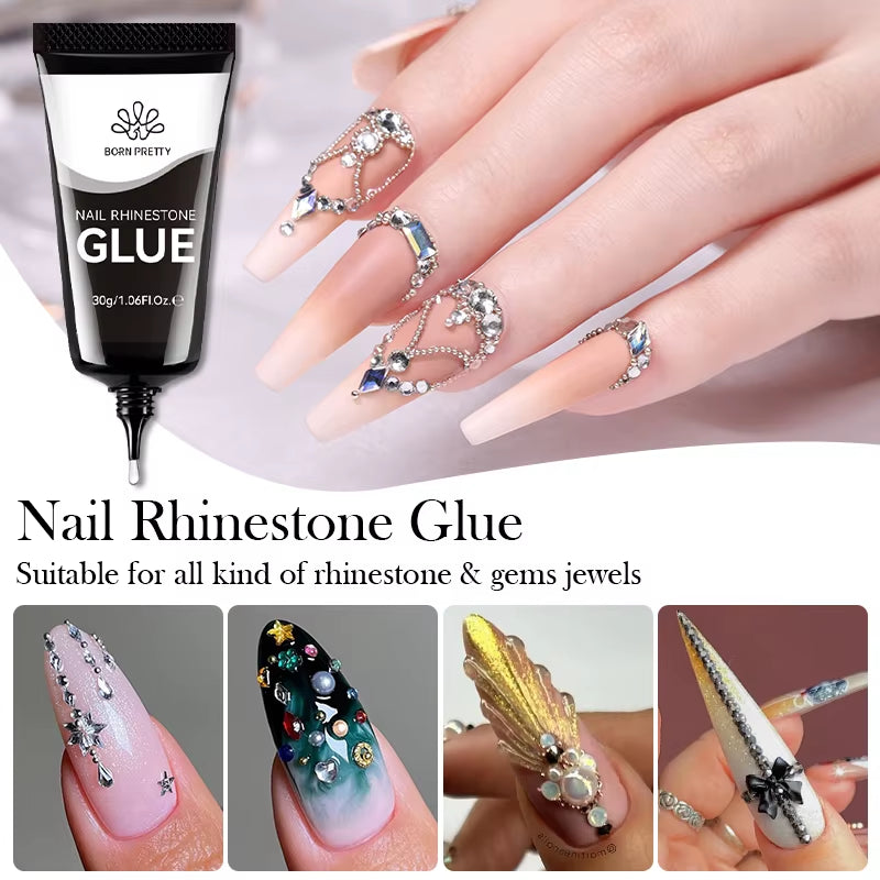 Nail Rhinestone Glue 30ML Gel Nail Glue for Nail Charm 3D Nails Bling Gel for Decoration Nails Gems Nail Supplies