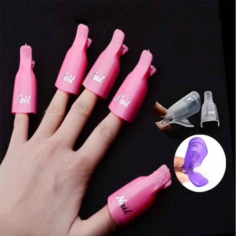 10Pcs/Bag Nail Acrylic Removal Clip for Remove UV LED Gel Polish Purple Pink Manicure Tools Nail Supplies