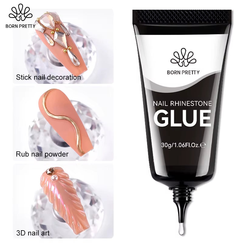 Nail Rhinestone Glue 30ML Gel Nail Glue for Nail Charm 3D Nails Bling Gel for Decoration Nails Gems Nail Supplies