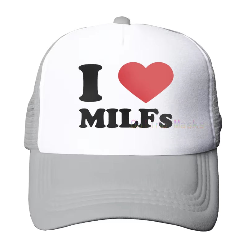 Funny Trucker Hat Milf Man I Love Fishing Fishing Baseball Cap Retro Vintage Joke Fish