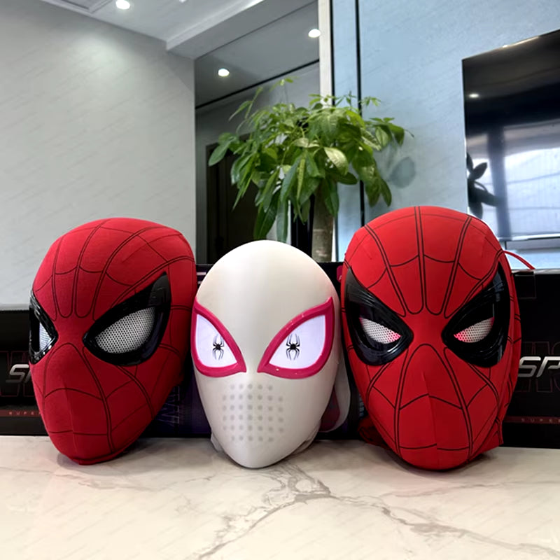 Mascara Spiderman Headgear Mask Cosplay Moving Eyes Electronic Mask Spider Man 1:1 Remote Control Elastic Toys Adults Kids Gift