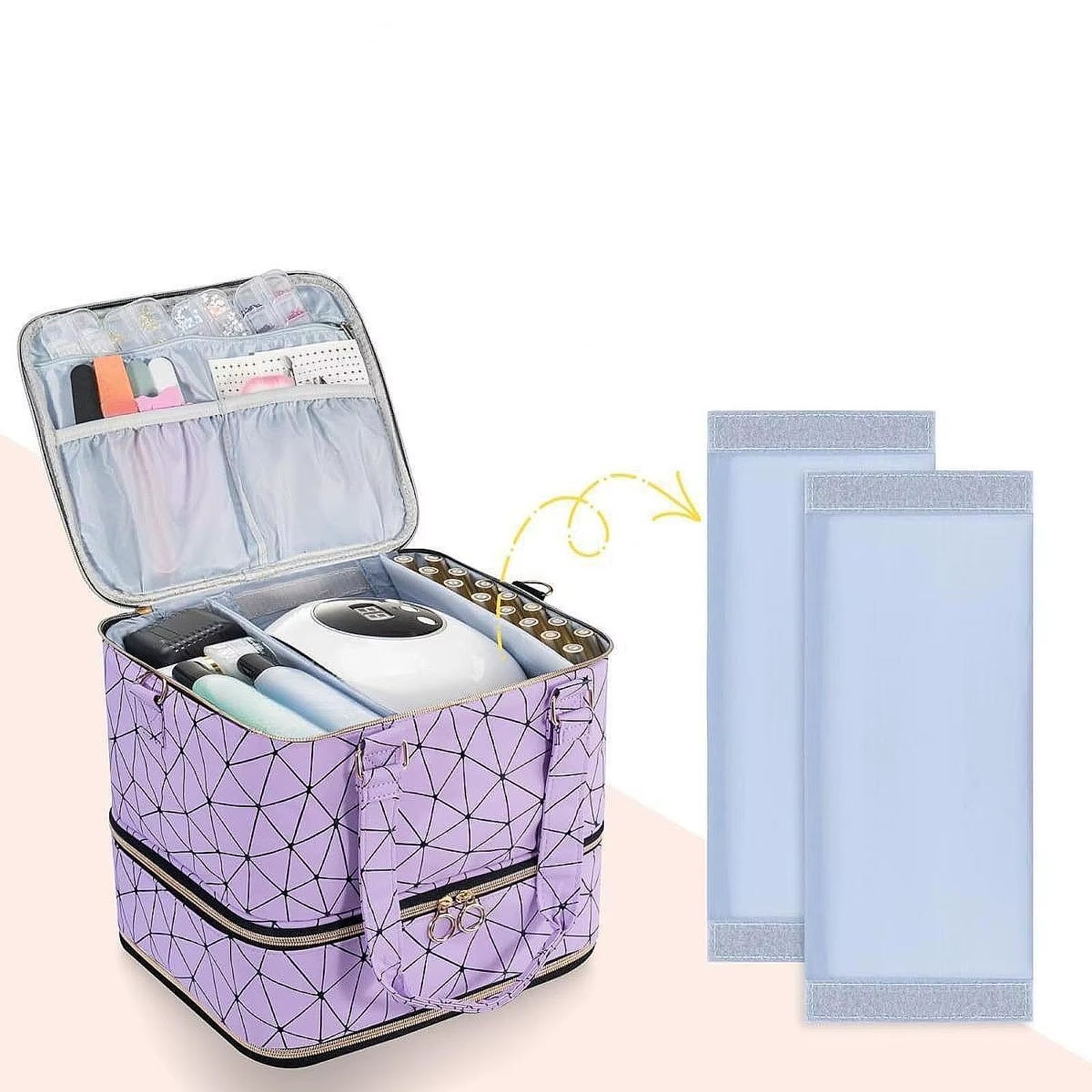 Nail Polish Organizer Case,Cosmetic Case,3 Layer,Storage Travel Container Holds 84 Bottles Manicure Tools Makeup Carrying Bag