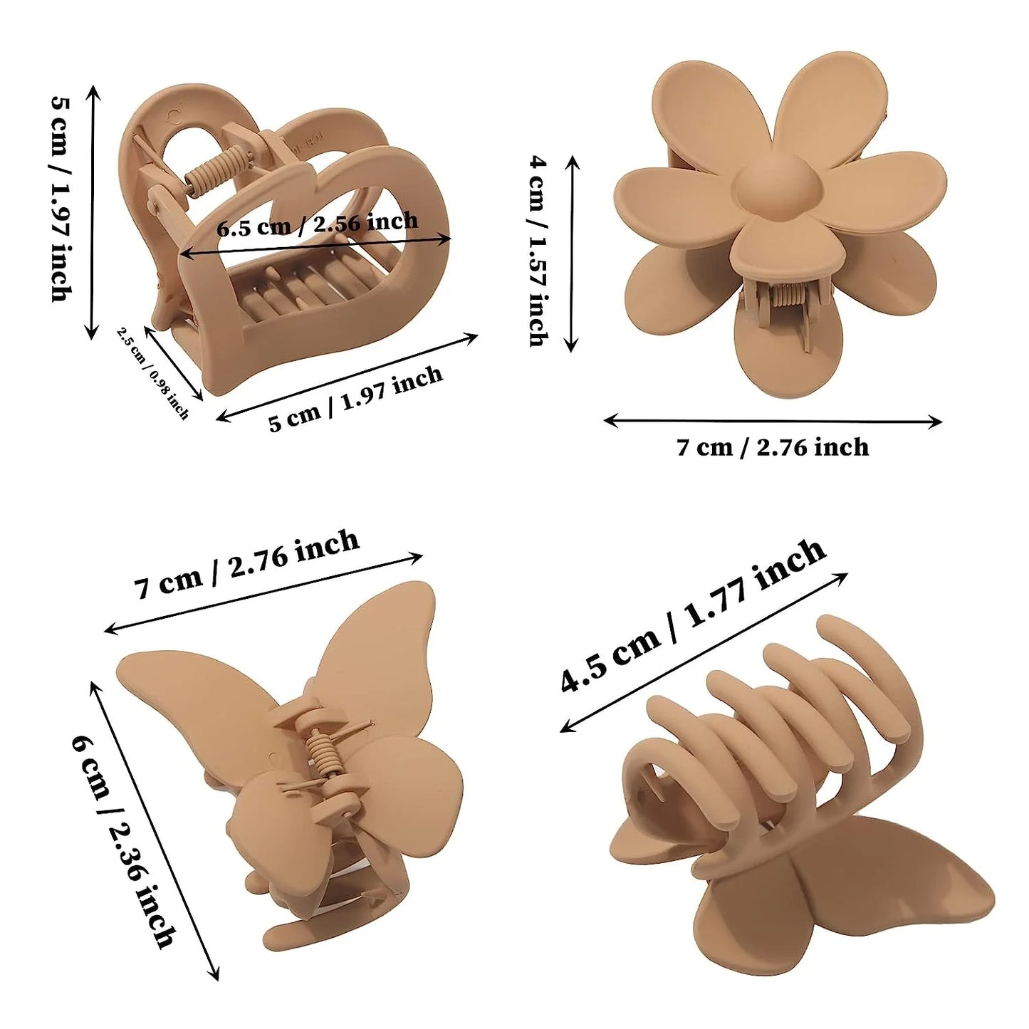 6 Pcs Flower Hair Claw Clips Matte Butterfly Hair Clips for Women Girls Non-Slip Strong Hold Hair Clips Heart Hair Claw Clips