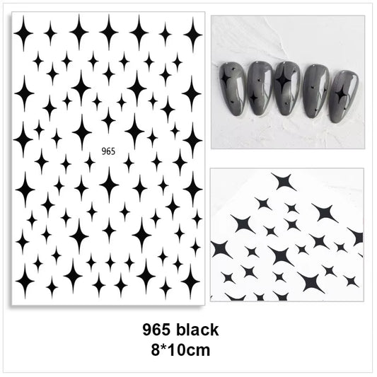 Laser Star Sticker for Nail Art Decoration Gold White Silver Black Thin Foils 3D Manicure Accessories Slider Nail Decal YJ005