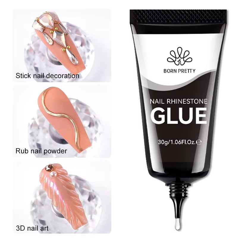 Nail Rhinestone Glue 30ML Gel Nail Glue for Nail Charm 3D Nails Bling Gel for Decoration Nails Gems Nail Supplies