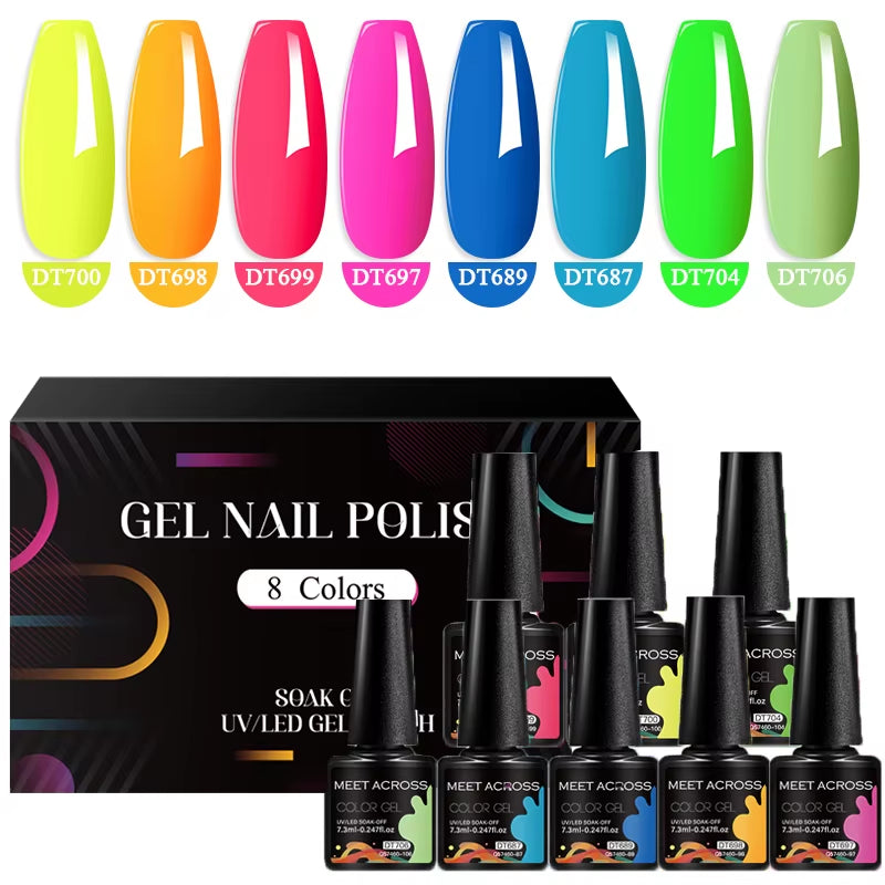 8Pcs/Set 7.3ML Gel Nail Polish Nail Supplies Vernis Semi Permanent Nail Art Manicure Soak off UV Gel Nail Varnish