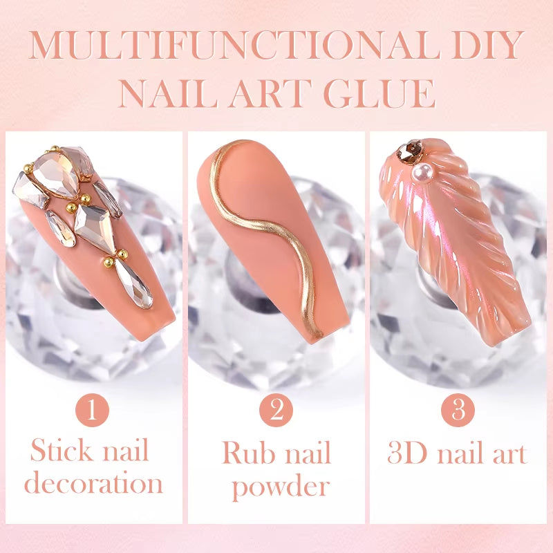 Nail Rhinestone Glue 30ML Gel Nail Glue for Nail Charm 3D Nails Bling Gel for Decoration Nails Gems Nail Supplies