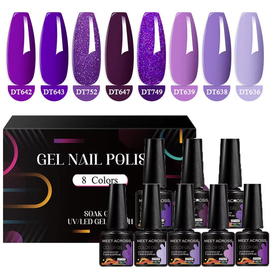 8Pcs/Set 7.3ML Gel Nail Polish Nail Supplies Vernis Semi Permanent Nail Art Manicure Soak off UV Gel Nail Varnish