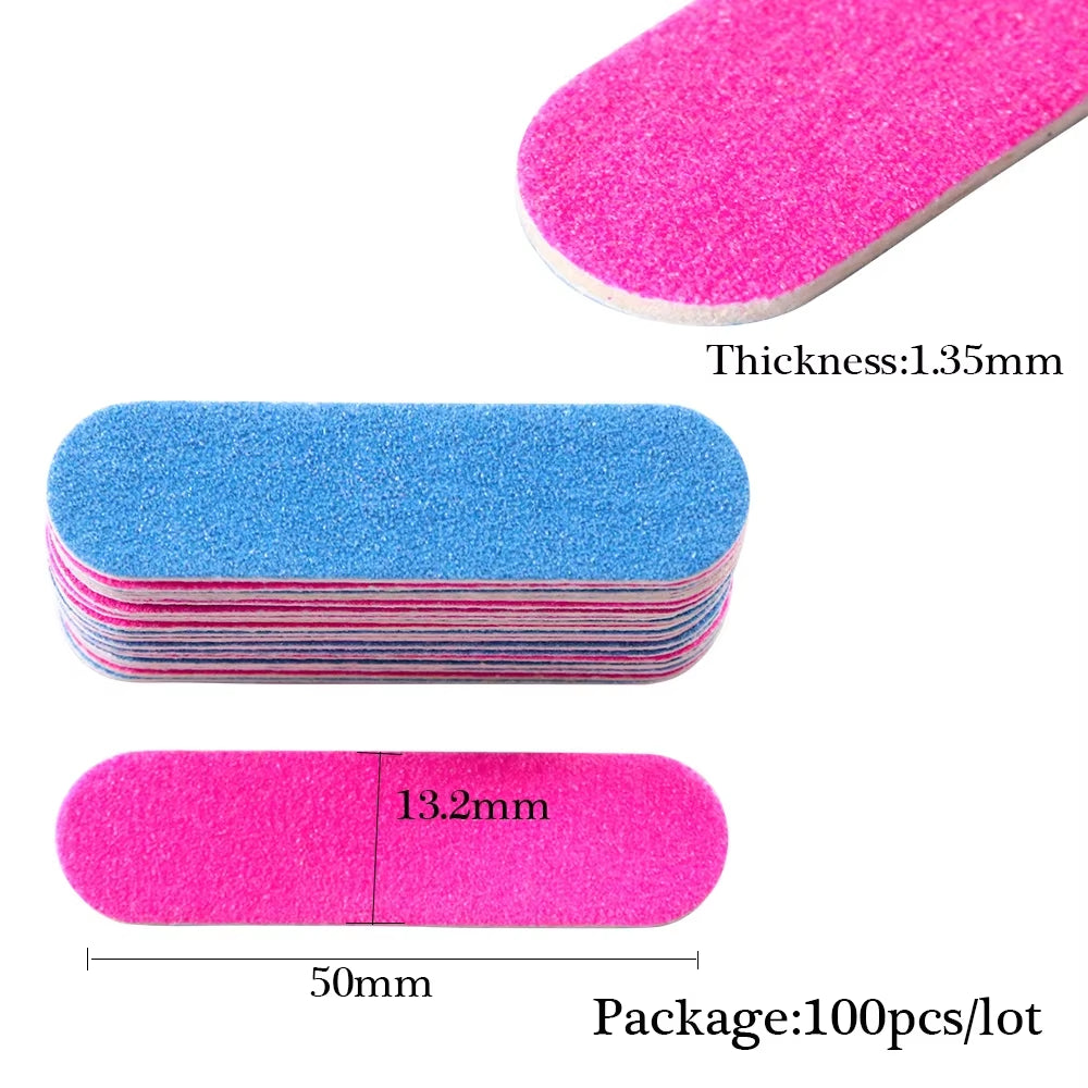 100Pcs Double Side Mini Disposable Nail Buffer File Sanding Block Grit Professional Manicure Pedicure Polish Tool Nail Supplies