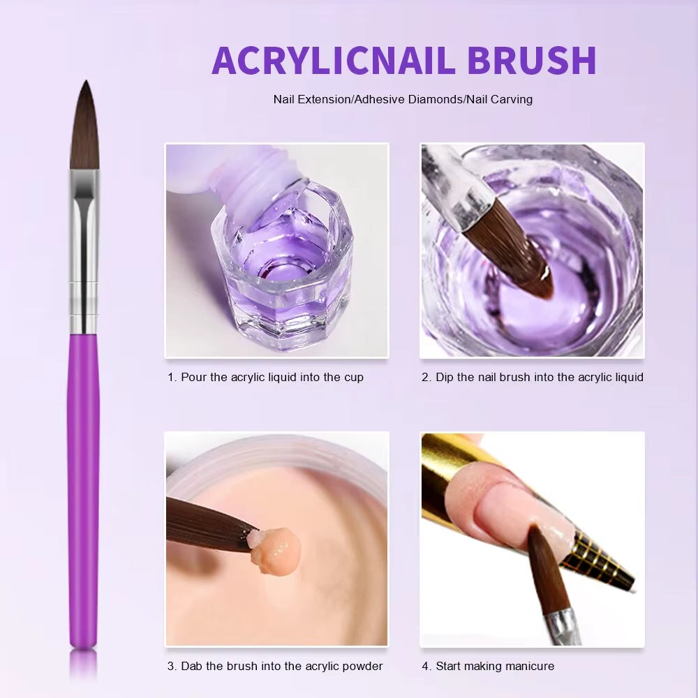 120Ml/240Ml Acrylic Liquid Crystal Nail Supplies Comes with Professional Dipping Carving Nail Art Extension Acrylic Powder Brush