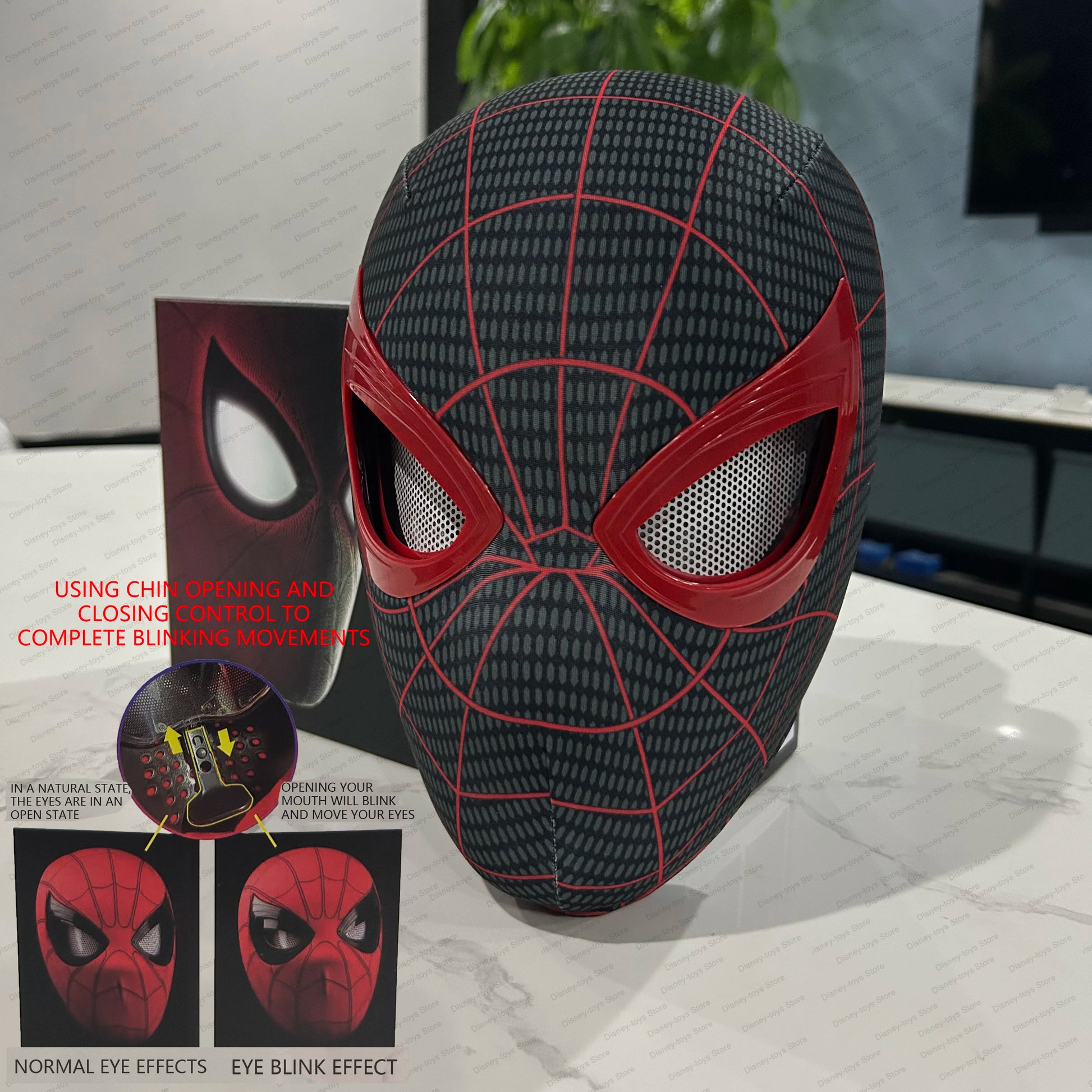 Mascara Spiderman Headgear Mask Cosplay Moving Eyes Electronic Mask Spider Man 1:1 Remote Control Elastic Toys Adults Kids Gift