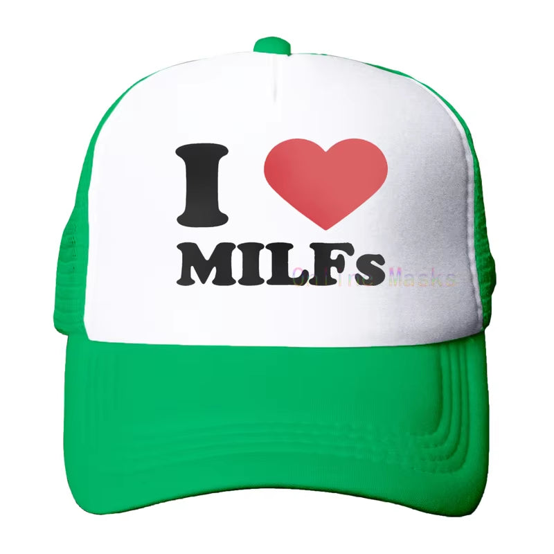 Funny Trucker Hat Milf Man I Love Fishing Fishing Baseball Cap Retro Vintage Joke Fish