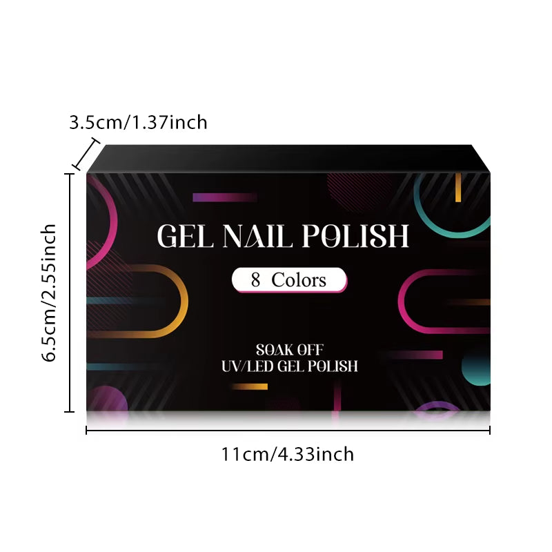 8Pcs/Set 7.3ML Gel Nail Polish Nail Supplies Vernis Semi Permanent Nail Art Manicure Soak off UV Gel Nail Varnish