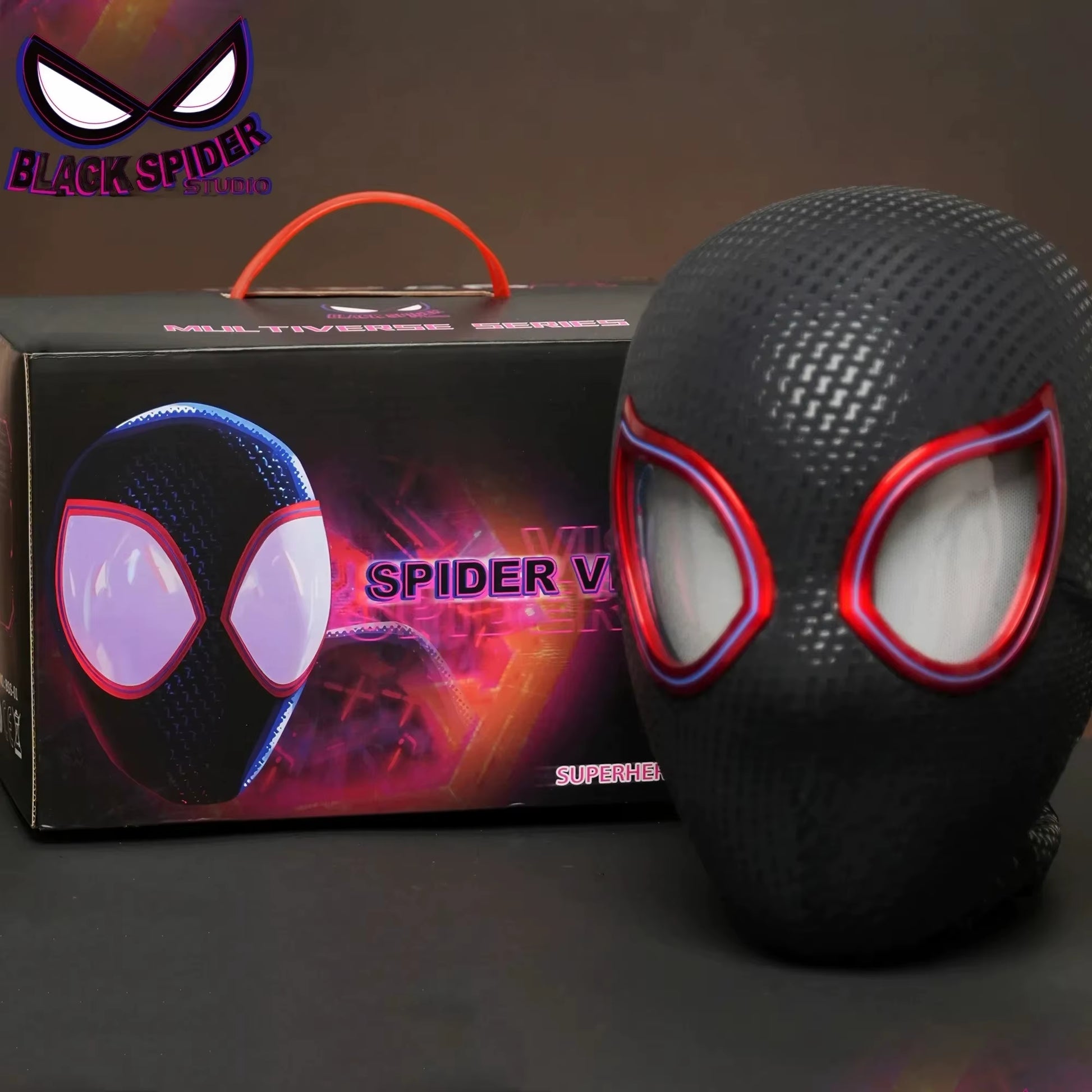 Spiderman Headgear Mask Spider Man Cosplay Ring Chin Version Moving Eyes Electronic Remote Control Mask Toys Boys Birthday Gifts