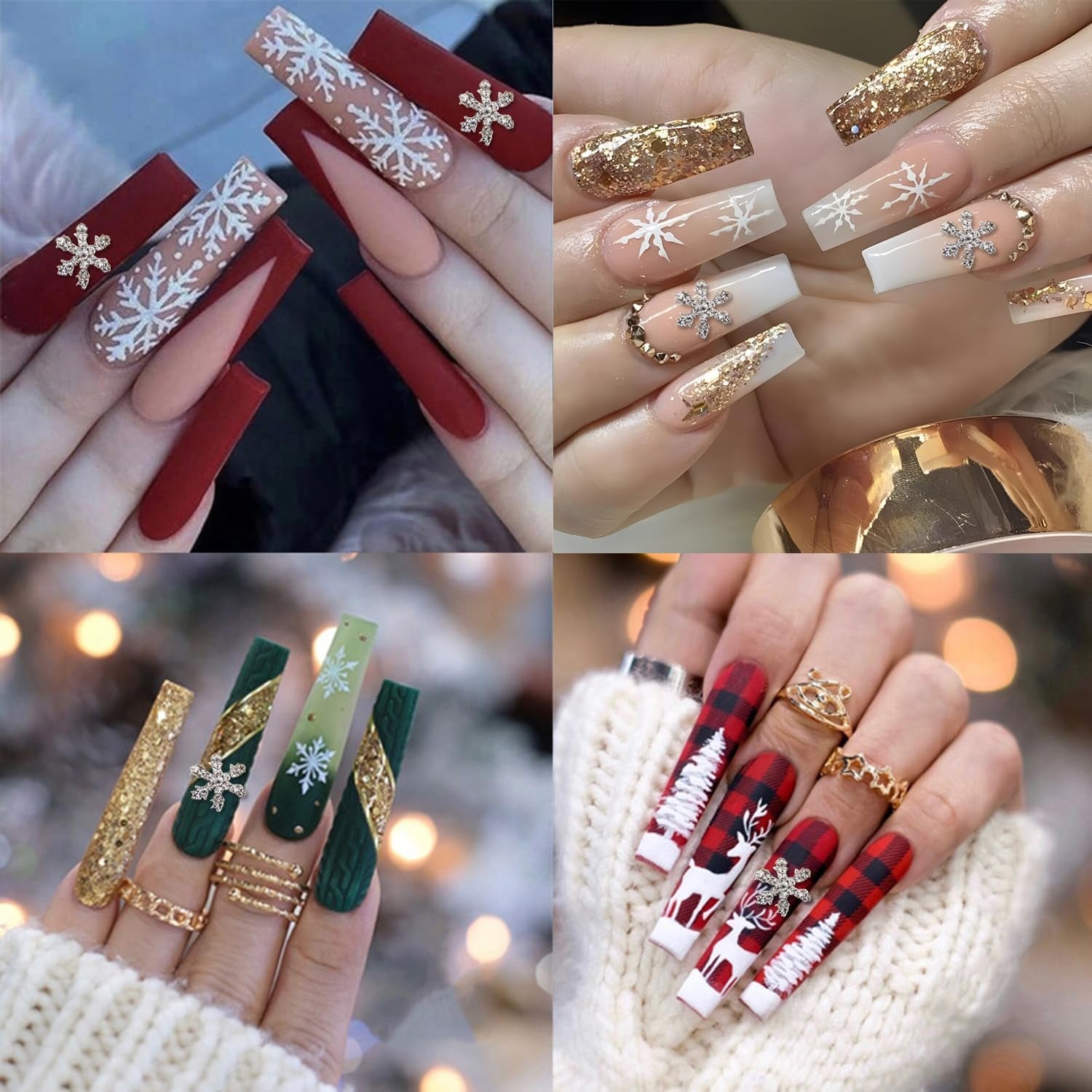 20 PCS Christmas Snowflake Nail Charms 3D Alloy Glitter Nail Art Charms with Gems Rhinestones Silver Nail Xmas Art Supplies Metal Nail Accessories Nail Jewelry for Women Nail Supplies Nail Decor