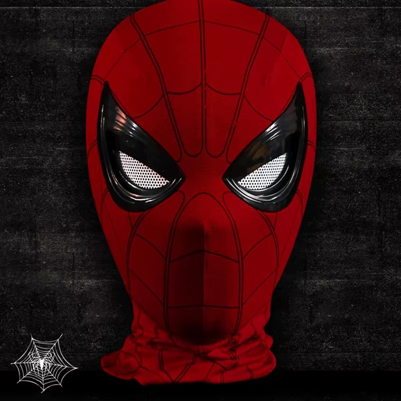 Spiderman Headgear Mask Spider Man Cosplay Ring Chin Version Moving Eyes Electronic Remote Control Mask Toys Boys Birthday Gifts