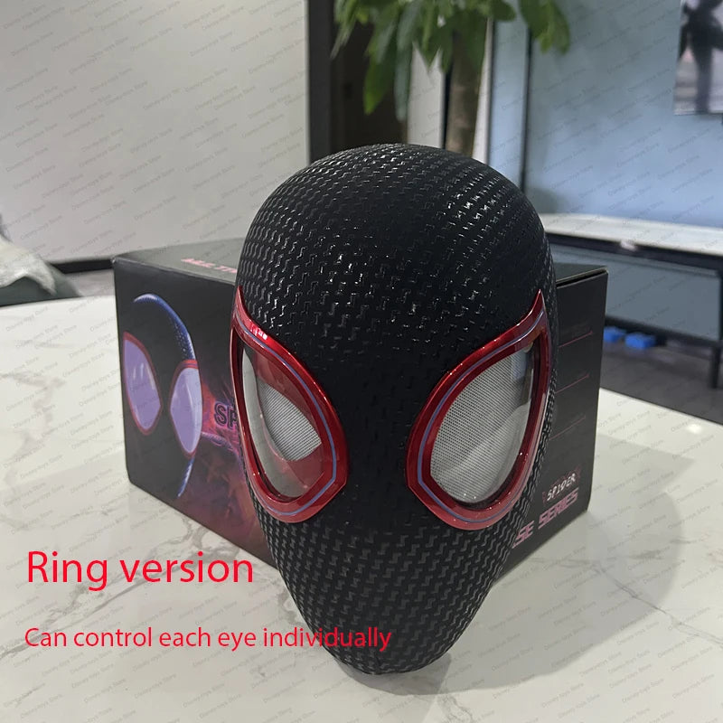 Mascara Spiderman Headgear Mask Cosplay Moving Eyes Electronic Mask Spider Man 1:1 Remote Control Elastic Toys Adults Kids Gift