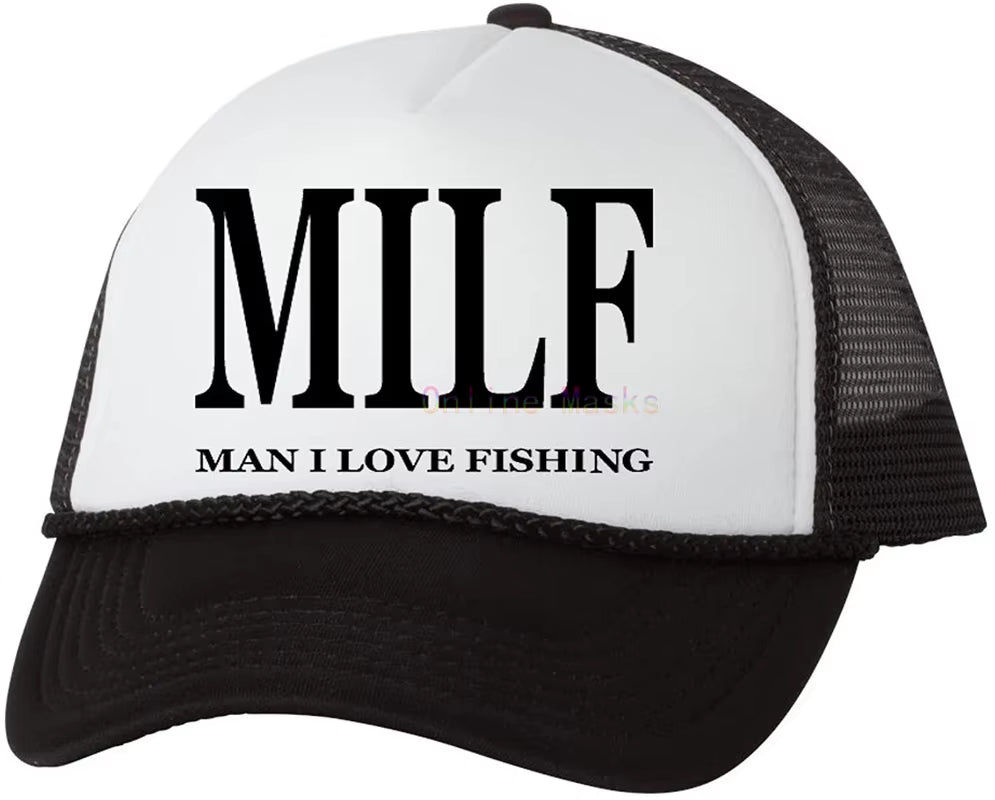 Funny Trucker Hat Milf Man I Love Fishing Fishing Baseball Cap Retro Vintage Joke Fish