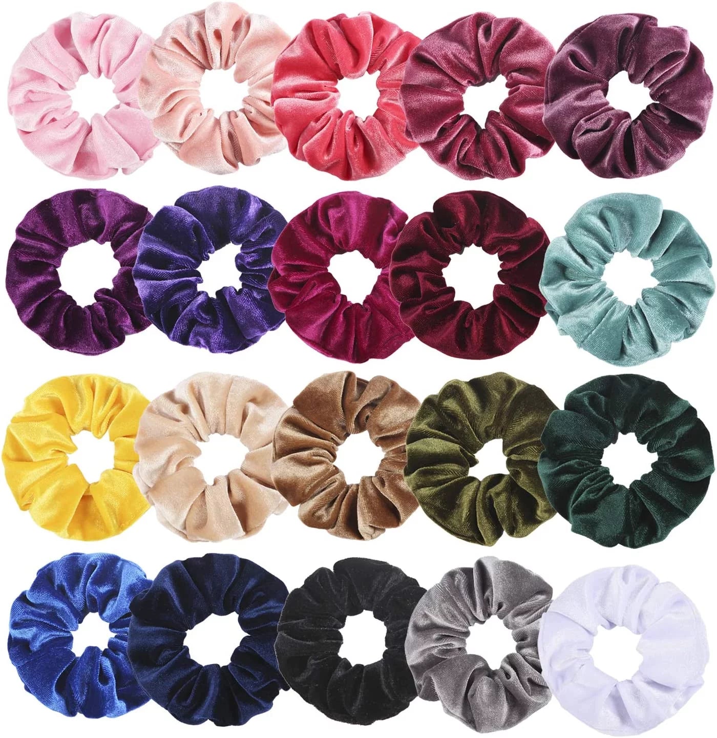 Scrunchies, 20PCS Velvet Scrunchies Hair Scrunchie for Women and Girls, Korean Velvet Scrunchy for Ponytail Holder with a Storage Bag, Black